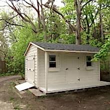 10 x 12 high classic with double doors, ramp and a 4 foot side porch.